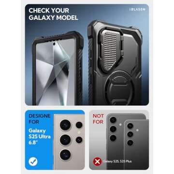 i-Blason Armorbox for Samsung Galaxy S25 Ultra Case MagSafe with Camera Cover Stand [Military Protec...