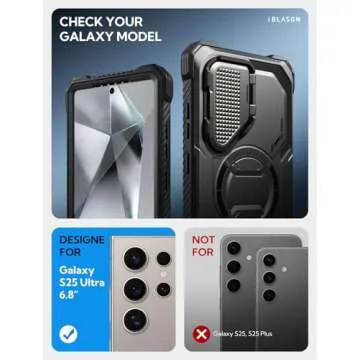 i-Blason Armorbox for Samsung Galaxy S25 Ultra Case MagSafe with Camera Cover Stand [Military Protec...