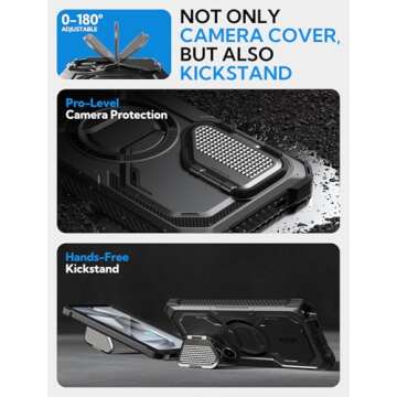 i-Blason Armorbox for Samsung Galaxy S25 Ultra Case MagSafe with Camera Cover Stand [Military Protection] Full-Body Heavy Duty Magnetic Phone Case with Screen Protector for S25 Ultra 6.9 inch, Black