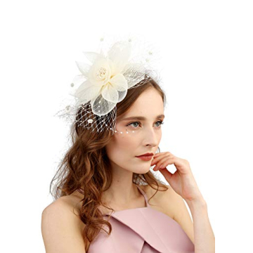 Cizoe Fascinators Hats for Women with Hair Clip Tea Party Hats Feather Wedding Headware Bridal Headp...