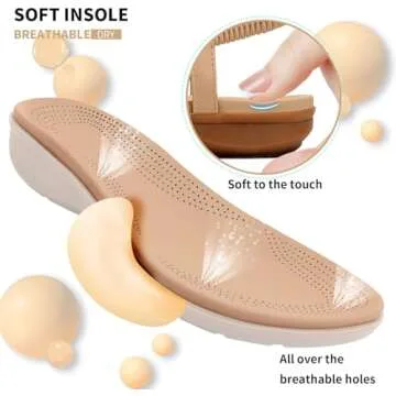 Littleplum Womens Sandals Arch Support Slingback Sandals Summer Beach Shoes Ankle Strap Thong Elastic Flat Sandals for Women Apricot Size 7