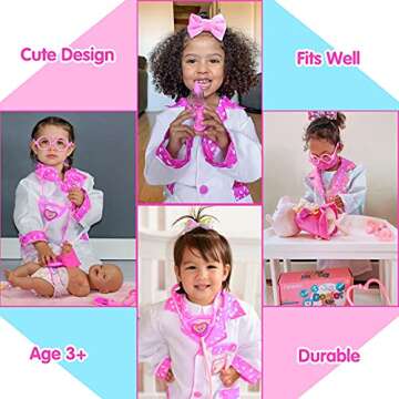 Tepsmigo Doctor Kit for Kids, Play Kids Doctor Kit with Stethoscope and Doctor Costume - Play Doctor Set for Kids Toddlers