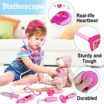 Tepsmigo Doctor Kit for Kids, Play Kids Doctor Kit with Stethoscope and Doctor Costume - Play Doctor Set for Kids Toddlers
