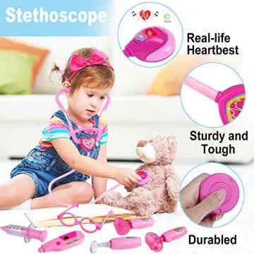 Tepsmigo Doctor Kit for Kids, Play Kids Doctor Kit with Stethoscope and Doctor Costume - Play Doctor Set for Kids Toddlers