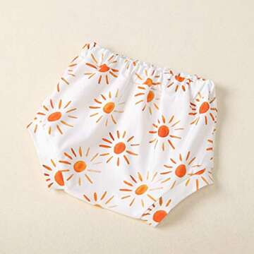 Noubeau Toddler Girl Clothes Ribbed Bow Halter Crop Top Cute Tank Tops Rainbow Bloomers Shorts Baby Girl Summer Outfit (Brown-Sun, 12-18 Months)