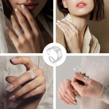 YZSFMZGE 925 Sterling Silver Thumb Rings for Women Open Adjustable Knuckle Celtic Knot Rings for Women Dainty Minimalist Cross Line Band Finger Rings Jewelry for Birthday Christmas