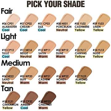 FOCALLURE PerfectBase Lasting Poreless Liquid Foundation, Medium to Full Coverage with Matte Finish,...