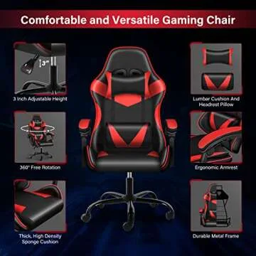 Ergonomic YSSOA Racing Gaming Chair - Adjustable Comfort