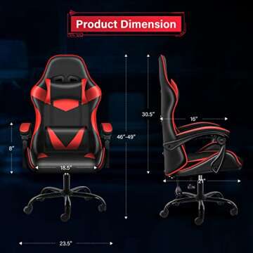 Ergonomic YSSOA Racing Gaming Chair - Adjustable Comfort