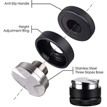 51mm Coffee Distributor, Santo Espresso Distribution Tool/Leveler, 3 Angled Slopes Adjustable Palm Distributor Fits 51mm Delonghi Dedica Portafilter- Professional Espresso Distributor Leveler Tool