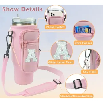 Janhavi Initial Carrier for Stanley Tumbler 40 oz with Strap