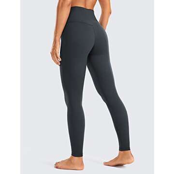CRZ YOGA Light-Fleece Warm Leggings for Women 28'' - Thick Brushed Pants High Waisted Athletic Workout Leggings Tummy Control Carbon Gray Small