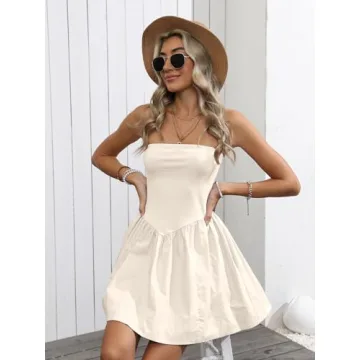 OFSOAK Strapless Tube Summer Dress for Women