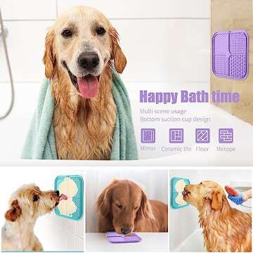 Pemocyny Lick Mat for Dogs and Cats with Suction Cup, Premium Lick Pad for Dog Anxiety Relief, Slow Feeding Mat for Boredom Reducer, Bathing, Grooming and Training