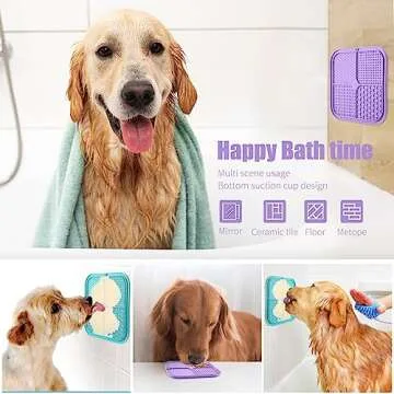 Pemocyny Lick Mat for Dogs and Cats with Suction Cup, Premium Lick Pad for Dog Anxiety Relief, Slow Feeding Mat for Boredom Reducer, Bathing, Grooming and Training