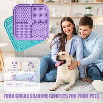 Pemocyny Lick Mat for Dogs and Cats with Suction Cup, Premium Lick Pad for Dog Anxiety Relief, Slow Feeding Mat for Boredom Reducer, Bathing, Grooming and Training