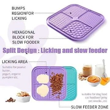 Pemocyny Lick Mat for Dogs and Cats with Suction Cup, Premium Lick Pad for Dog Anxiety Relief, Slow Feeding Mat for Boredom Reducer, Bathing, Grooming and Training
