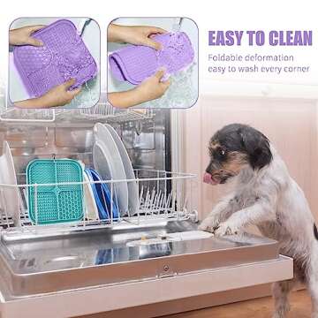 Pemocyny Lick Mat for Dogs and Cats with Suction Cup, Premium Lick Pad for Dog Anxiety Relief, Slow Feeding Mat for Boredom Reducer, Bathing, Grooming and Training