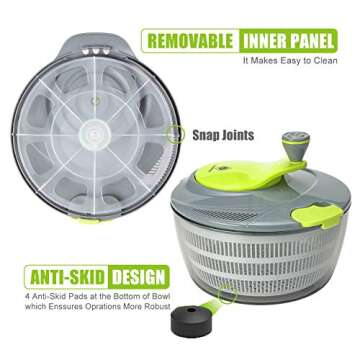 kalokelvin Salad Spinner 4 Quarts Quick Vegetables Dryer BPA Free Drain Lettuce and Vegetable for Home Kitchen