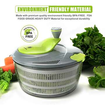 kalokelvin Salad Spinner 4 Quarts Quick Vegetables Dryer BPA Free Drain Lettuce and Vegetable for Home Kitchen