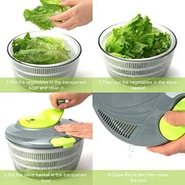 kalokelvin Salad Spinner 4 Quarts Quick Vegetables Dryer BPA Free Drain Lettuce and Vegetable for Home Kitchen