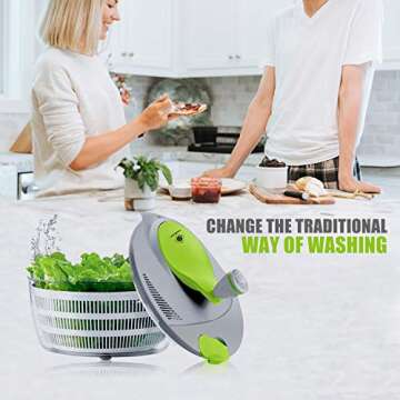 kalokelvin Salad Spinner 4 Quarts Quick Vegetables Dryer BPA Free Drain Lettuce and Vegetable for Home Kitchen