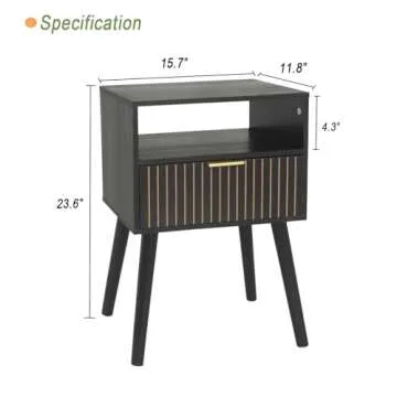 MaxSmeo Black Nightstand - Mid Century Modern Design