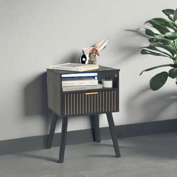 MaxSmeo Black Nightstand - Mid Century Modern Design