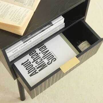 MaxSmeo Black Nightstand - Mid Century Modern Design