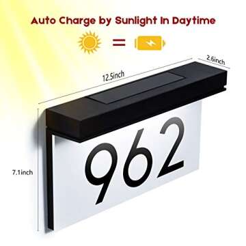 Address Plaques for House Solar Powered, House Number for Outside, LED Address Sign Outdoor Waterpro...