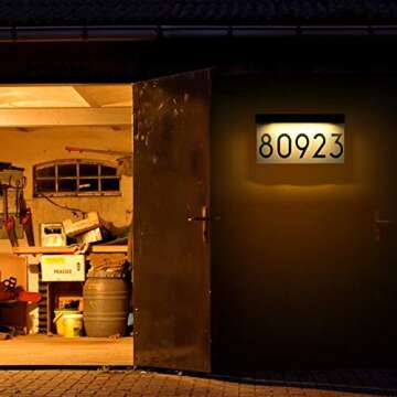 Address Plaques for House Solar Powered, House Number for Outside, LED Address Sign Outdoor Waterproof 3000K Warm White