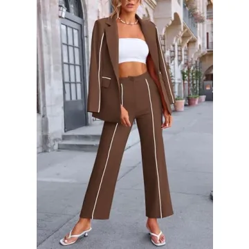 PRETTYGARDEN Women's Sophisticated 2 Piece Blazer Suit Set