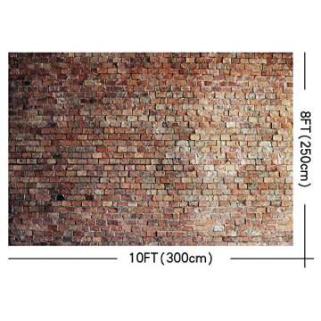 Brick Wall Photo Backdrop,Yeele 10x8ft Vinyl Vintage Red Brick Photography Backdrop Newborn Baby Birthday Party Wedding Graduation Decoration Photographic Studio Background Adults Portrait Wallpaper