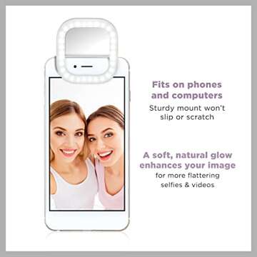 Conair Lighted Makeup Mirror - Portable Selfie Ring Light Vanity Mirror