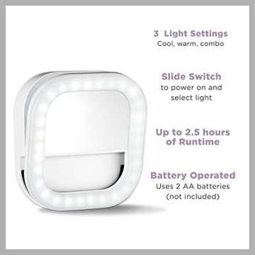 Conair Lighted Makeup Mirror: Selfie Ring Light, White