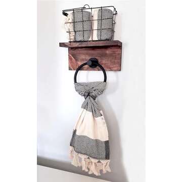 Bazaar Anatolia Hand Towels - Set of 4 | 39" x 19" - Decorative Turkish Hand Towel for Bathroom, 100% Cotton, Kitchen, Face, Hair, Tea, Dishcloth, Diamond Hand Towels - Diamond Black