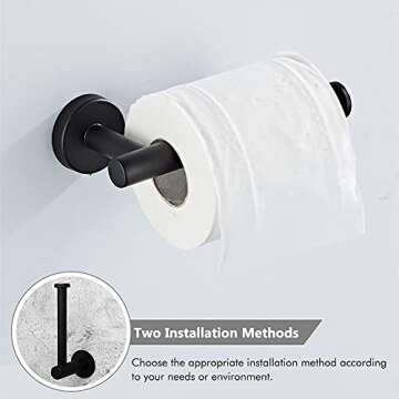 Tower Bar Accessory Set, Matte Black Bathroom Towel Holder, Wall Mounted Bathroom Accessories Set Stainless Steel 5 Pieces