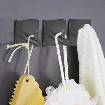 Tower Bar Accessory Set, Matte Black Bathroom Towel Holder, Wall Mounted Bathroom Accessories Set Stainless Steel 5 Pieces