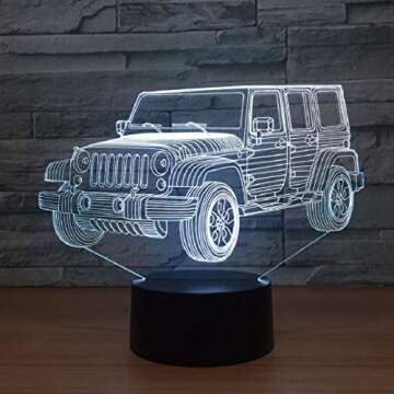 YILIUBA 3D Illusion Car Lamp For Kids Room Decor