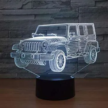 YILIUBA 3D Illusion Car Lamp For Kids Room Decor