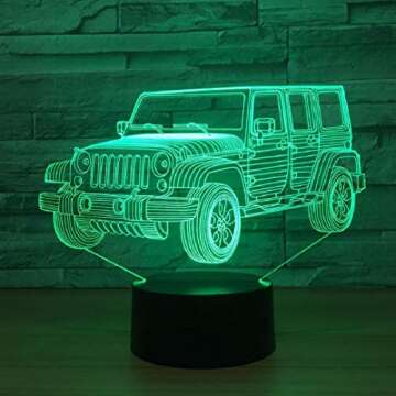 YILIUBA 3D Illusion Car Lamp For Kids Room Decor
