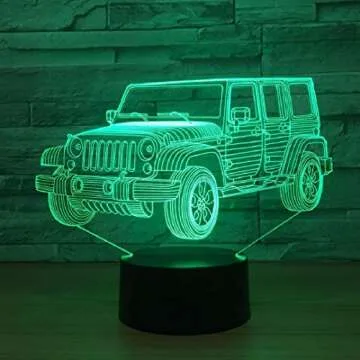 YILIUBA 3D Illusion Car Lamp For Kids Room Decor