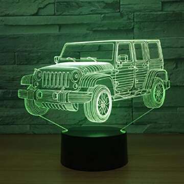 YILIUBA 3D Illusion Car Lamp For Kids Room Decor