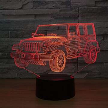 YILIUBA 3D Illusion Car Lamp For Kids Room Decor