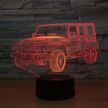 YILIUBA 3D Illusion Car Lamp For Kids Room Decor