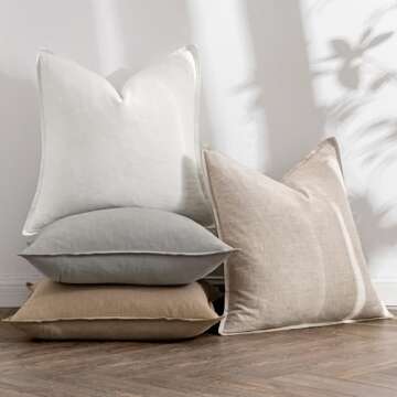 MIULEE Neutral Linen Pillow Covers - Soft and Stylish