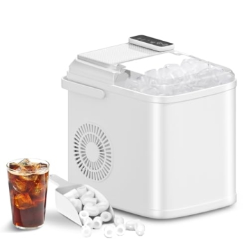 Stopsad Ice Maker Countertop, Portable Ice Machine with Handle, 26lbs/24Hrs, 9 Ice Cubes in 6 Mins, ...