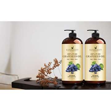 Handcraft Blends Grapeseed Oil - Cold-Pressed 16 Fl Oz - 100% Pure and Natural - Premium Grade Carrier Oil for Skin and Hair - Hair and Body - Massage - Hexane-Free