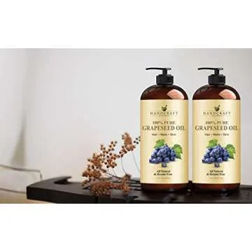 Handcraft Blends Grapeseed Oil - Cold-Pressed 16 Fl Oz - 100% Pure and Natural - Premium Grade Carrier Oil for Skin and Hair - Hair and Body - Massage - Hexane-Free