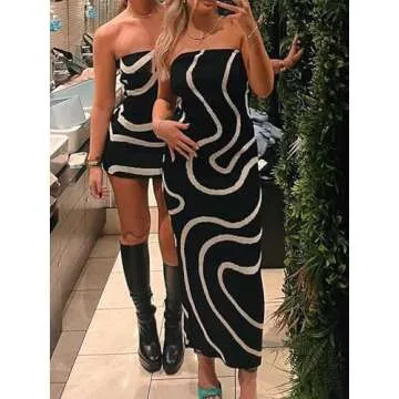 Argeousgor Y2k Knit Mini Short Dress for Women Hollow Out Sleeveless Off Shoulder Backless Summer Bodycon Dress(02-Black,S)